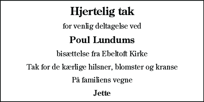 Dødsannonce for Poul Lundum