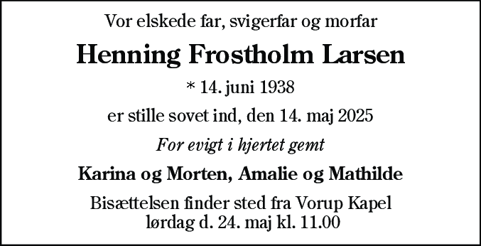 Dødsannonce for Henning Frostholm Larsen