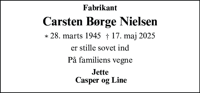 Dødsannonce for Carsten Børge Nielsen
