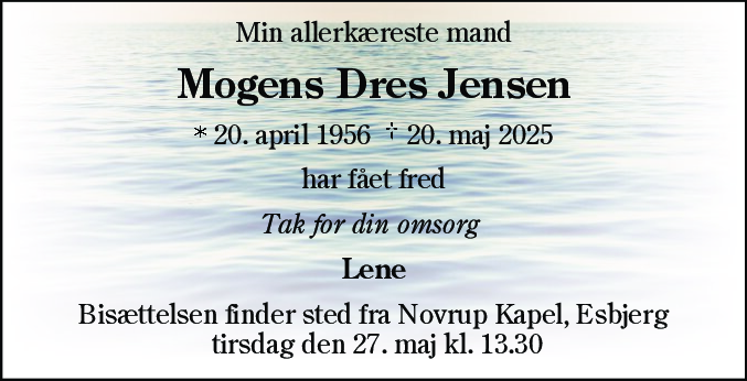 Dødsannonce for Mogens Dres Jensen