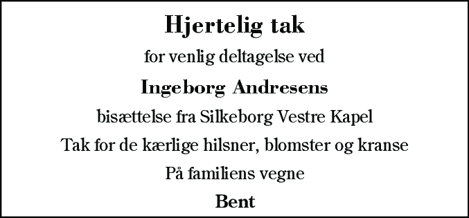 Dødsannonce for Ingeborg Andressen