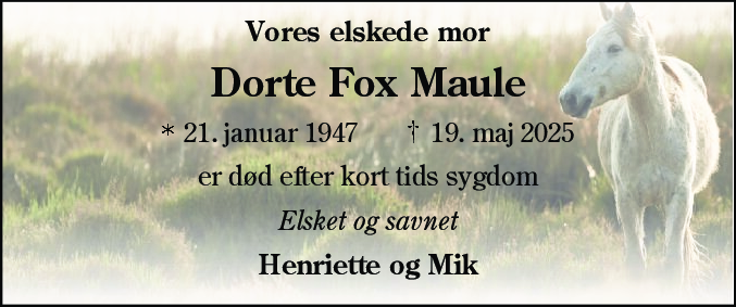 Dødsannonce for Dorte Fox Maule