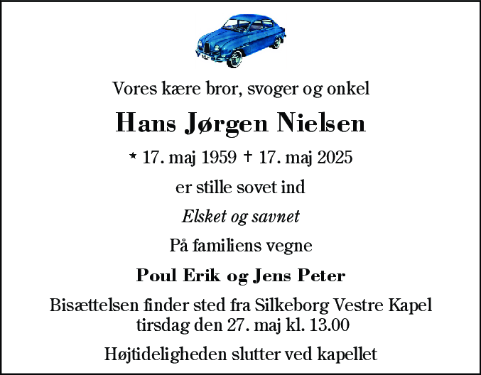 Dødsannonce for Hans Jørgen Nielsen