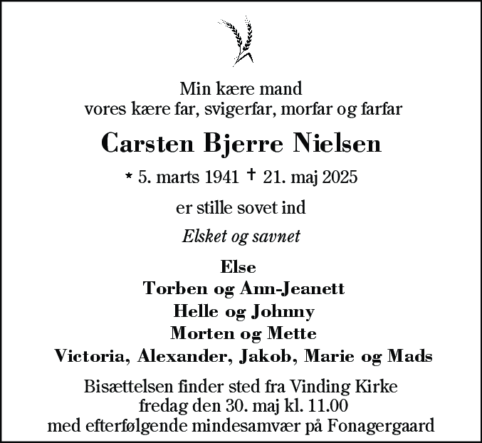 Dødsannonce for Carsten Bjerre Nielsen