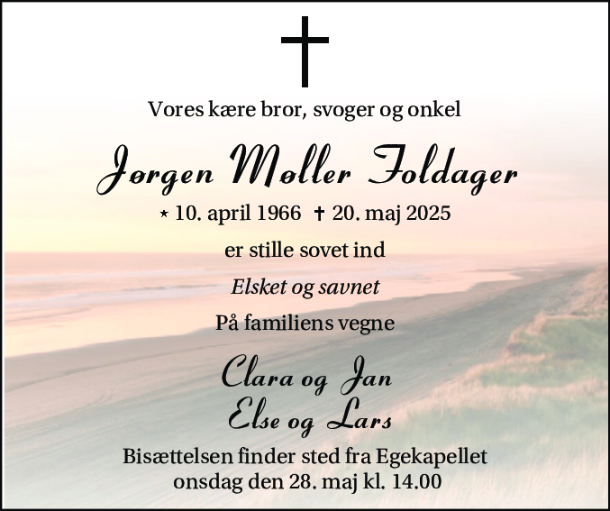 Dødsannonce for Jørgen Møller Foldager