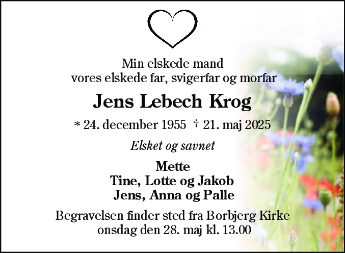 Dødsannonce for Jens Lebech Krog