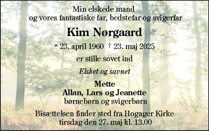 Dødsannonce for Kim Nørgaard