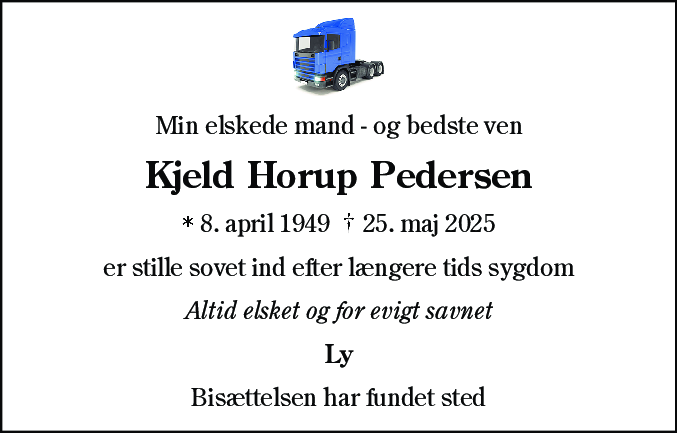 Dødsannonce for Kjeld Horup Pedersen