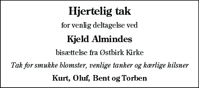Dødsannonce for Kjeld Alminde
