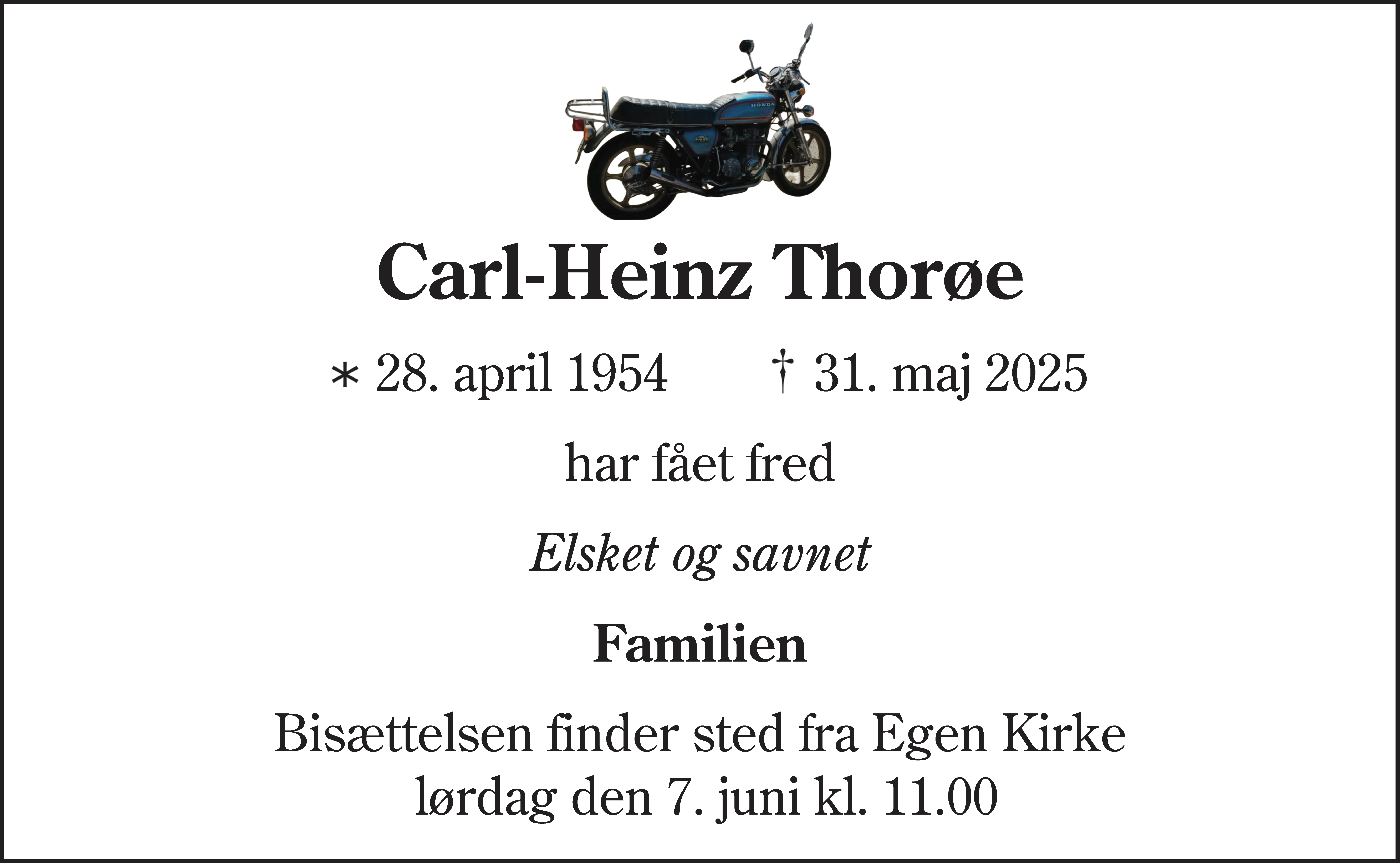 Dødsannonce for Carl-Heinz Thorøe