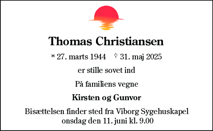 Dødsannonce for Thomas Christiansen