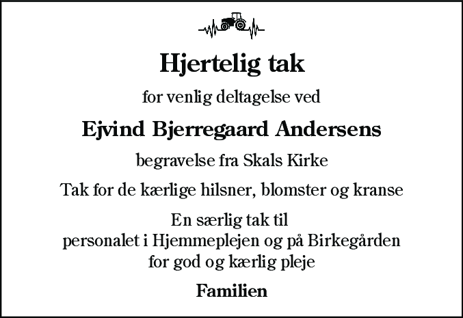 Dødsannonce for Ejvind Bjerregaard Andersen