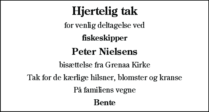 Dødsannonce for Jens Peter Nielsen