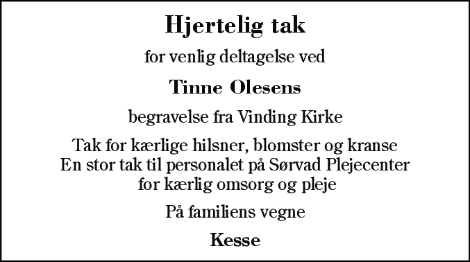 Dødsannonce for Kathrine Olesen