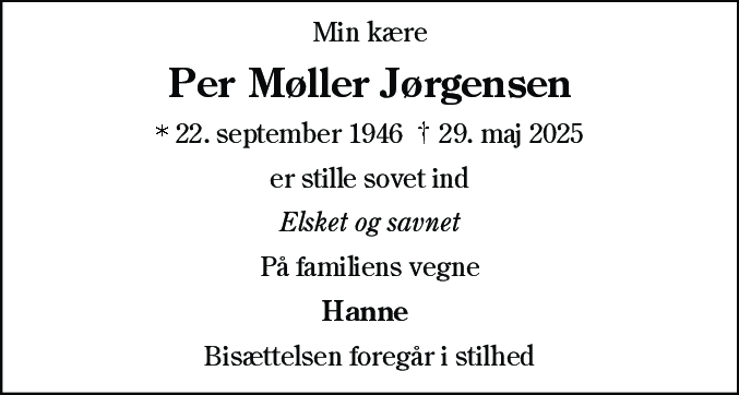 Dødsannonce for Per Møller Jørgensen