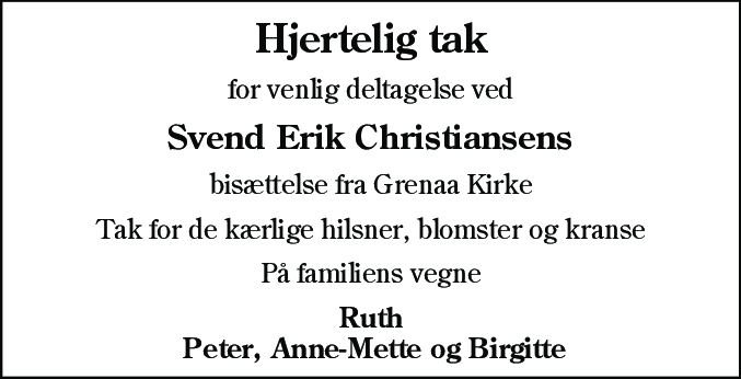 Dødsannonce for Svend Erik Christiansen