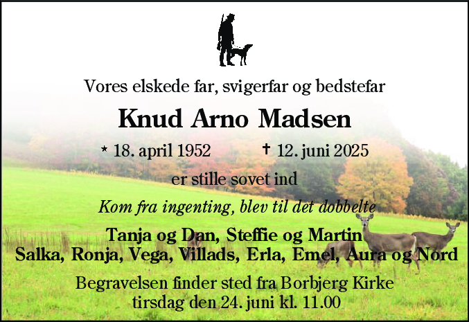 Dødsannonce for Knud Arno Madsen