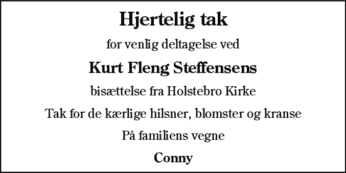 Dødsannonce for Jens Kurt Uldahl Fleng Steffensen