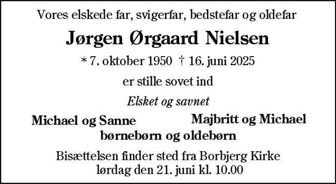 Dødsannonce for Jørgen Ørgaard Nielsen