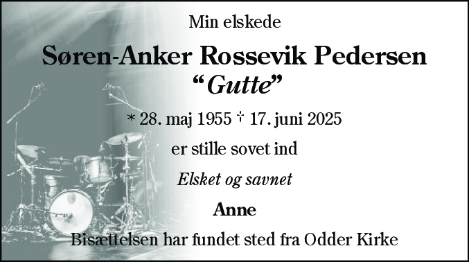 Dødsannonce for Søren-Anker Rossevik Pedersen