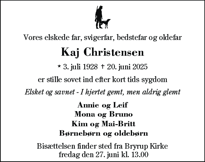 Dødsannonce for Kaj Christensen