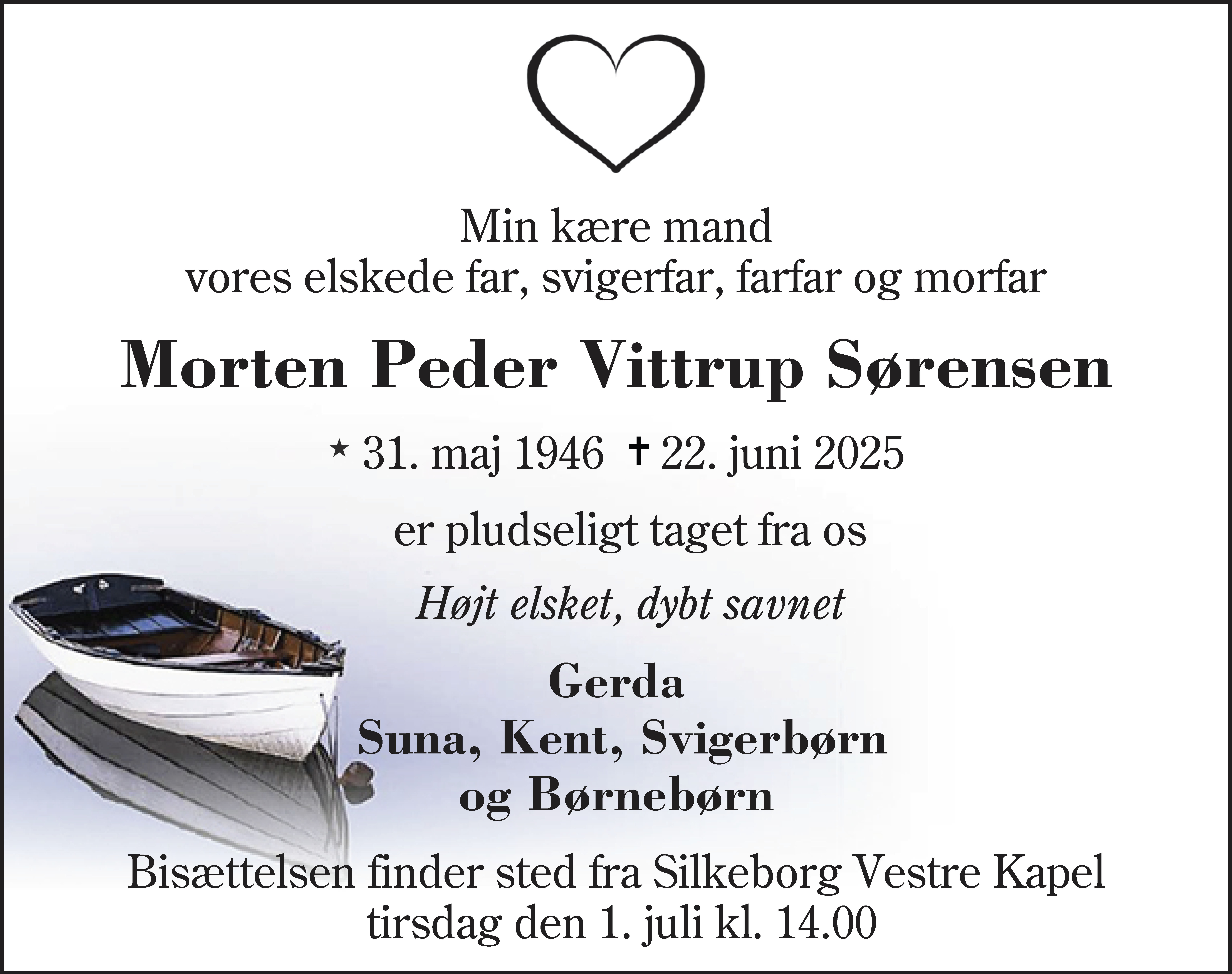Dødsannonce for Morten Peder Vittrup Sørensen