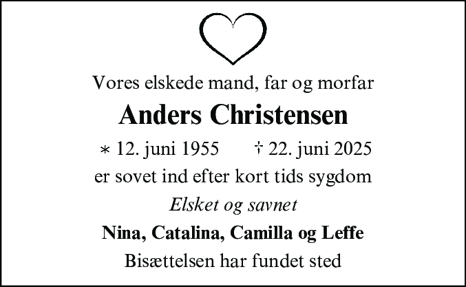 Dødsannonce for Anders Christensen