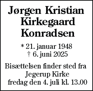 Dødsannonce for Jørgen Kristian Kirkegaard Konradsen