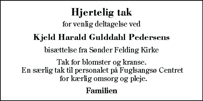 Dødsannonce for Kjeld Harald Gulddahl Pedersen