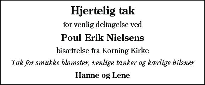 Dødsannonce for Poul Erik Nielsen