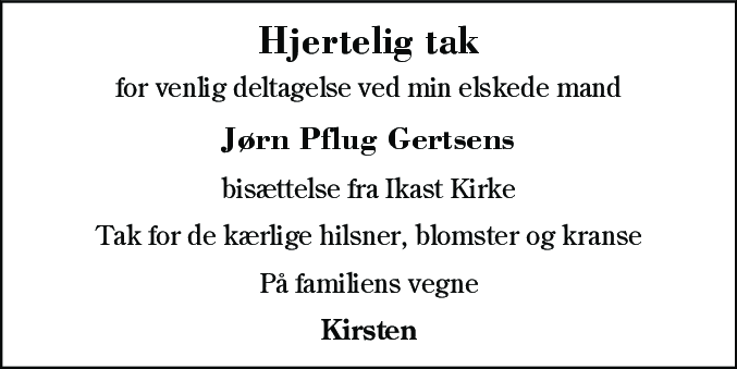 Dødsannonce for Jørn Pflug Gertsen