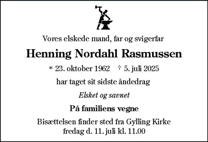 Dødsannonce for Henning Nordahl Rasmussen