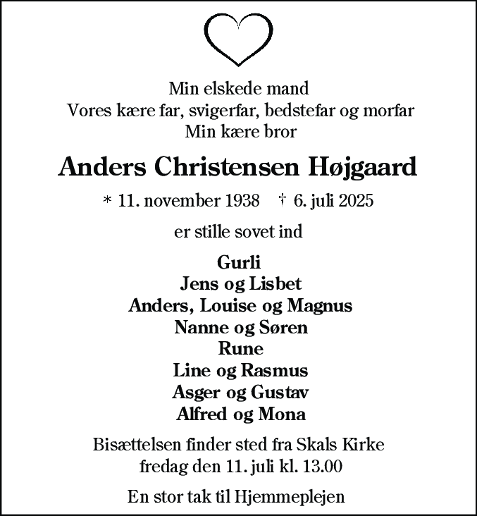 Dødsannonce for Anders Christensen Højgaard