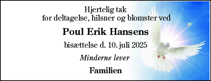Dødsannonce for Poul Erik Hansen