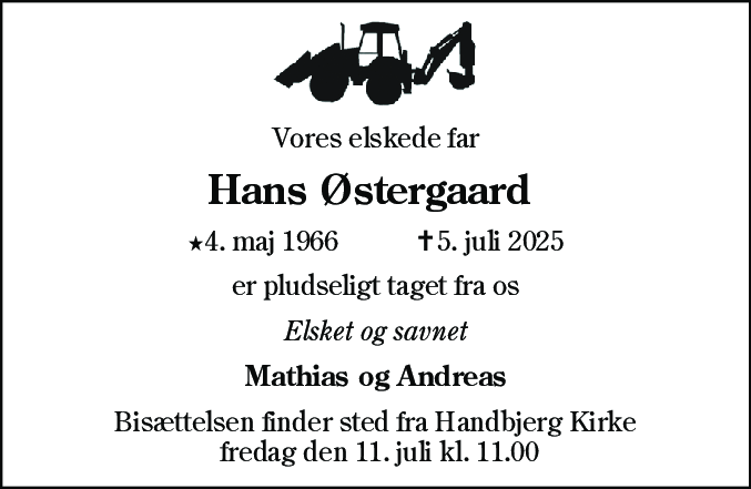 Dødsannonce for Hans Østergaard Christensen