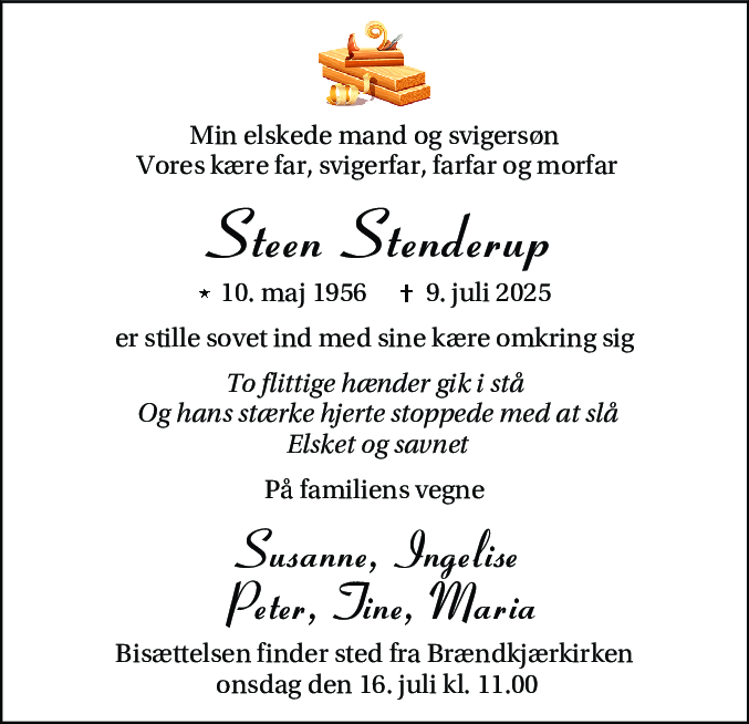 Dødsannonce for Steen Stenderup