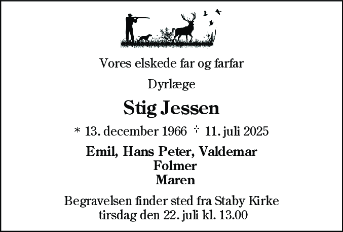 Dødsannonce for Stig Jessen