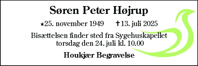 Dødsannonce for Søren Peter Højrup