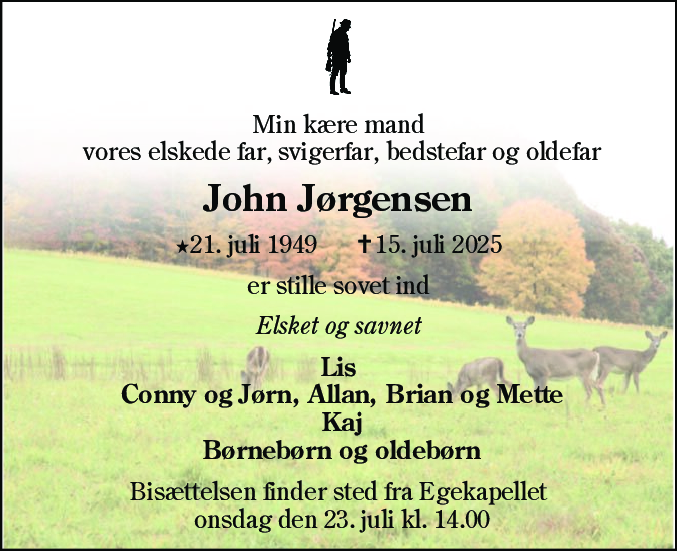 Dødsannonce for John Torben Jørgensen