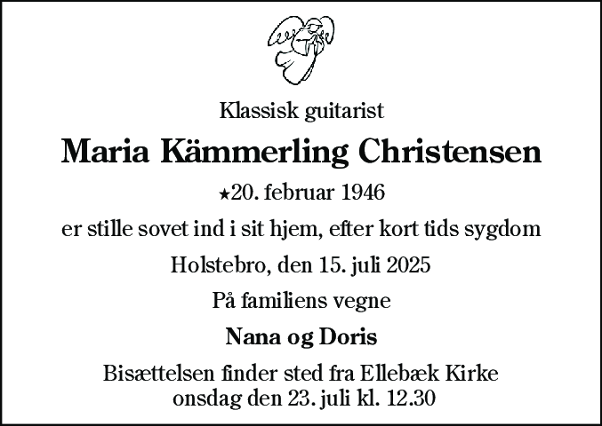 Dødsannonce for Maria Christensen