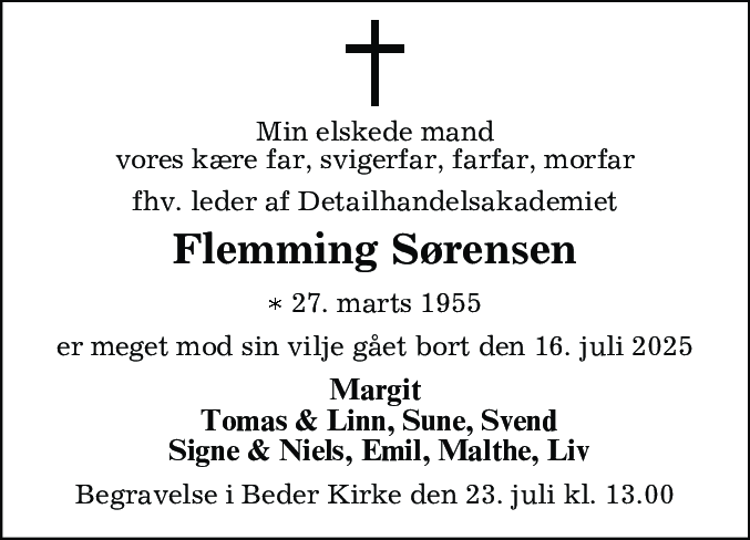 Dødsannonce for Flemming Sørensen