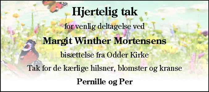 Dødsannonce for Margit Winther Mortensen
