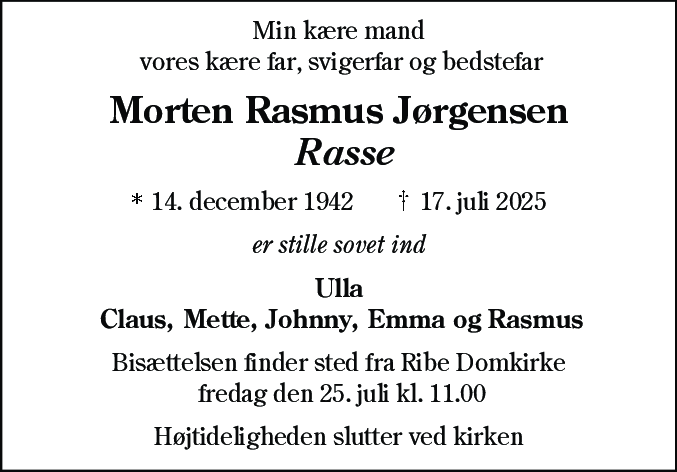 Dødsannonce for Morten Rasmus Jørgensen