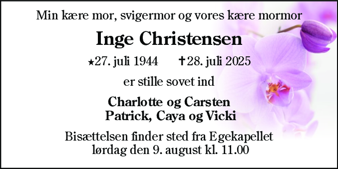 Dødsannonce for Inge Christensen