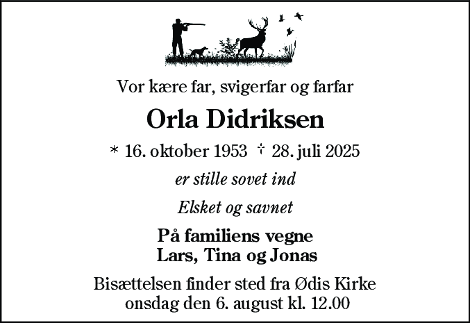 Dødsannonce for Orla Didriksen