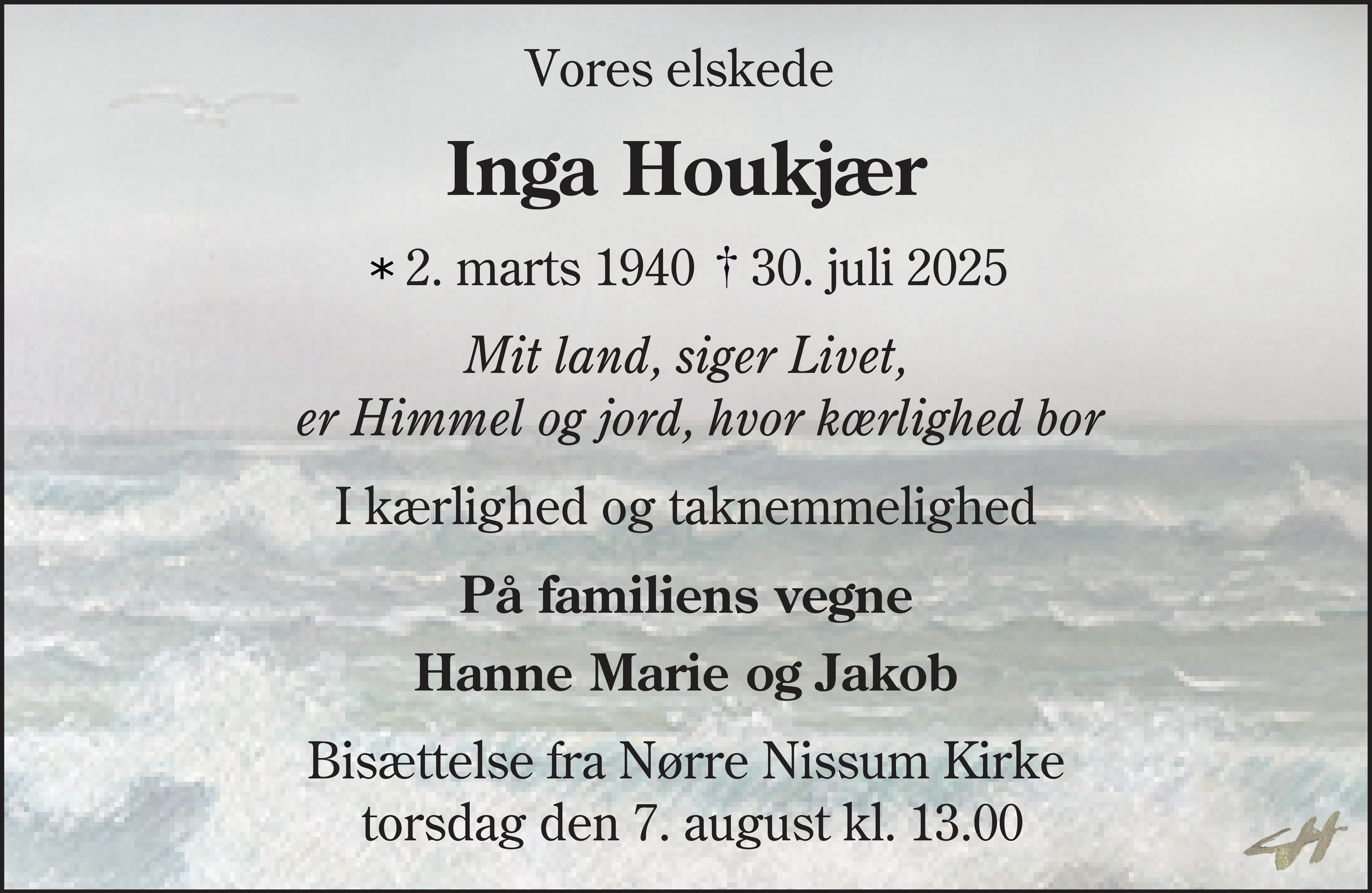 Dødsannonce for Inga Houkjær