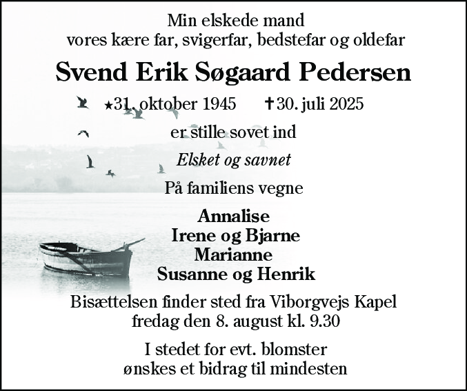 Dødsannonce for Svend Erik Søgaard Pedersen