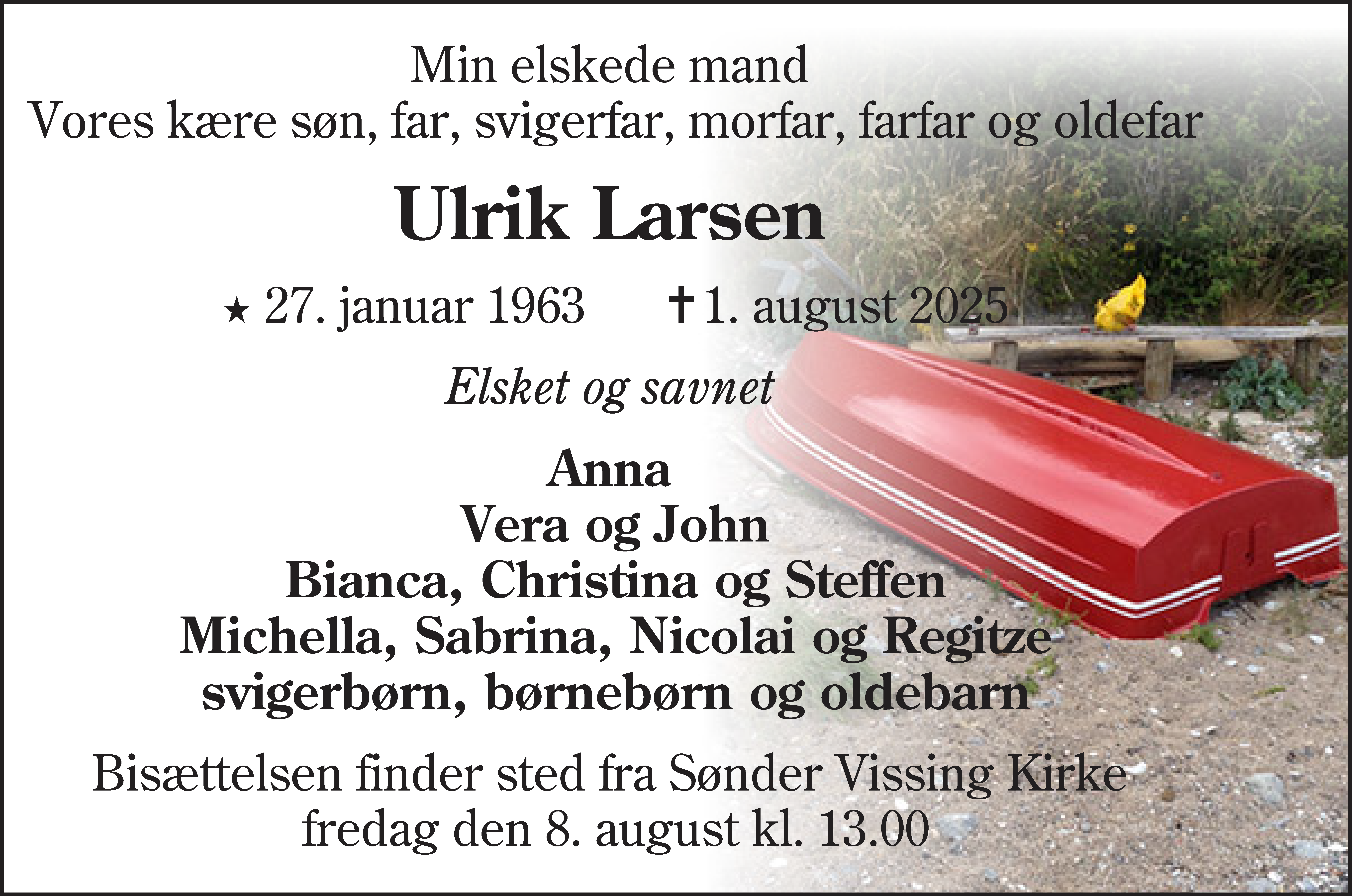 Dødsannonce for Ulrik Larsen