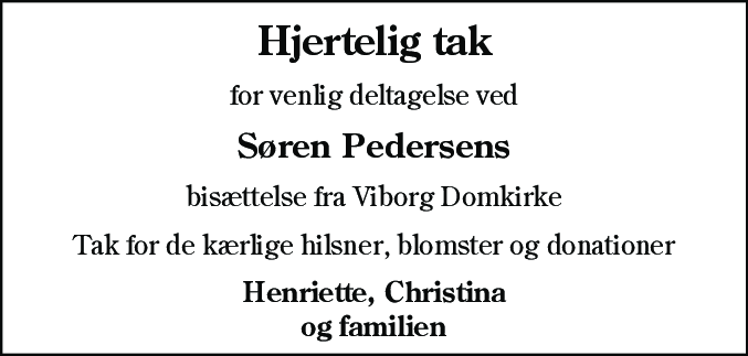 Dødsannonce for Søren Pedersen