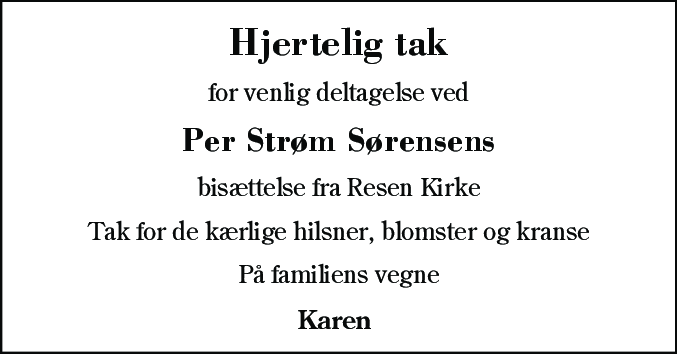 Dødsannonce for Per Strøm Sørensen